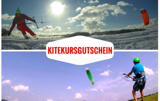 Kitekursgutscheine als Geschenk für Beginner und Fortgeschrittene, um Kiten zu Erlernen. Der Beschenkte erlernt bei uns Snowkiting, Kitelandboarding und als Vorbereitung für das Kitesurfing.